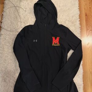 Under Armour Black Hooded Full-Zip Jacket with Red and Yellow M Patch